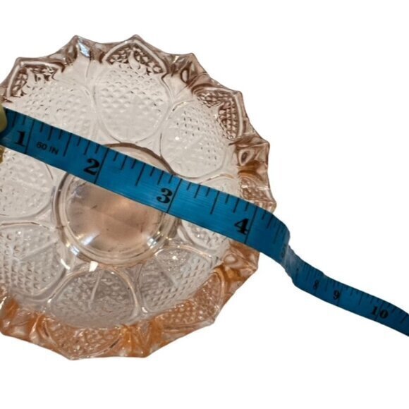 Light Pink Glass CANDY DISH / CANDLE HOLDER Cottagecore Farmhouse 4.5" Tall EUC - Picture 6 of 10